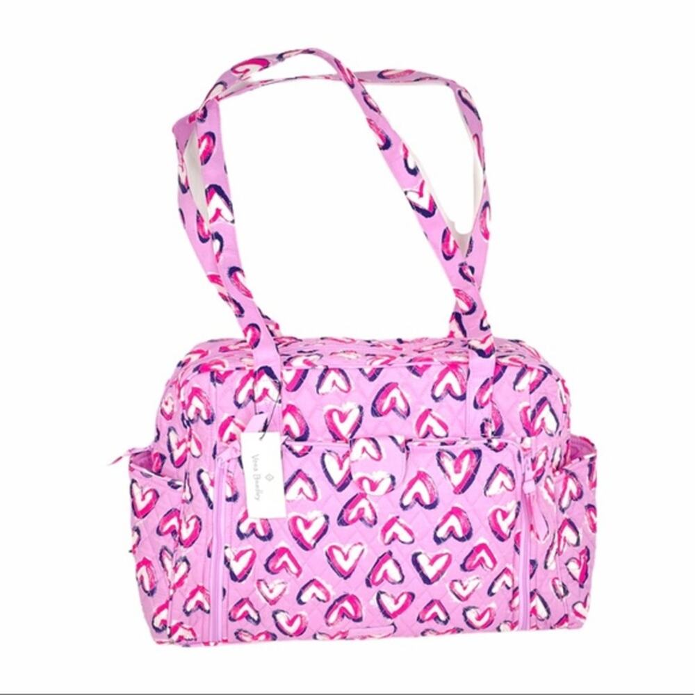Vera Bradley Baby Diaper Bag Hearts Iced Pink Purple